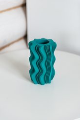 Ваза декоративная из гипса Волна 17см для сухих растений мятная