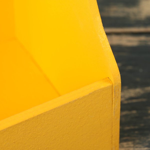 Кашпо деревянное 20×12,5×20см Стелла Моно с ручкой жёлтый