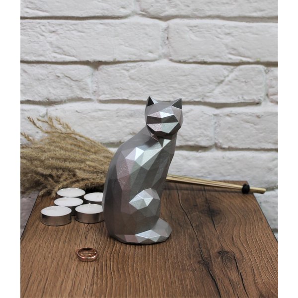 Статуэтка декоративная Кошка 18см серебро