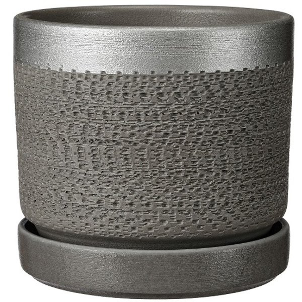 Горшок керамический Брюссель серый серебро цилиндр 1,48л d14,6h12,8