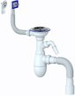 Сифон для кухни Unicorn c отводом,круглым и прямоугольным переливом и гофротрубой