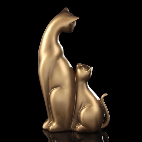 Сувенир Кошка с котёночком полистоун бронза 21,5х12х5см 2600653