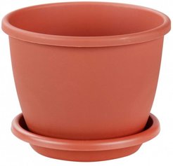Горшок пластиковый Афина d19,5см h17,5см v3л, коричневый, с поддоном