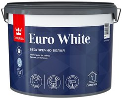 Краска для потолка Tikkurila/Tikkivala EURO WHITE белая глубокоматовая (9л)