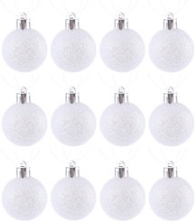 Набор шаров 12шт 4см, белый, глиттер, SYQA-0123177
