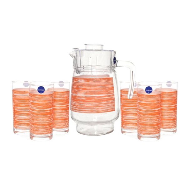 Набор питьевой Luminarc Brush Mania Orange Кувшин 1,6л+Стаканы 270мл 6шт стекло