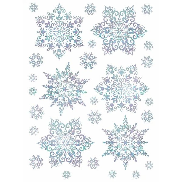 Наклейка декоративная Декоретто Круглые серябристые снежинки NP 4016
