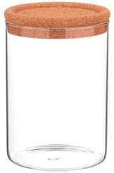 Банка д/сыпучих продуктов Agness Native 950мл стекло, крышка пробка