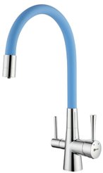 Смеситель для кухни Lemark Comfort LM3075C-SkyBlue с гибким изливом и переключением на фильтр для питьевой вод