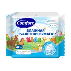 Бумага туалетная влажная д/детей Comfort smart KIDS 42шт с ромашкой