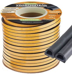 Уплотнитель самоклеящийся для дверей PRAKTISCHE HOME 21х15мм D-50м черный