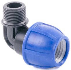 Отвод компрессионный ПНД d25х1" наружная резьба