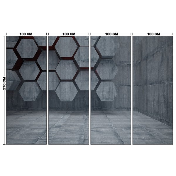 Фотообои виниловые на флизелиновой основе Бетонные соты 4х2,7м