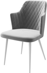 Стул кухонный Mamadoma Freddy-R1 d09 46х44х86см велюр/металл, серый/белый, поворотный
