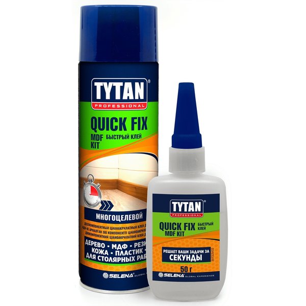 Клей цианоакрилатный двухкомпонентный TYTAN Professional Quick Fix (200мл/50г)