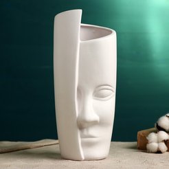Кашпо-ваза Взгляд белое 30х12х13см, керамика