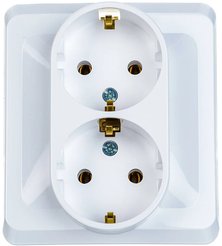 Розетка двойная встраиваемая Schneider Electric Этюд PC16-007b с заземлением цвет белый