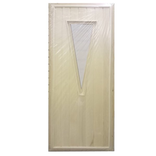 Дверь со вставкой треугольник стекло 176х72 осина