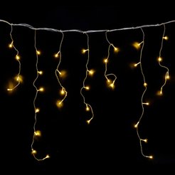 Электрогирлянда внутренняя Бахрома 2х0,6м 100LED теплый белый, с контролером, с коннектором, прозрачный кабель