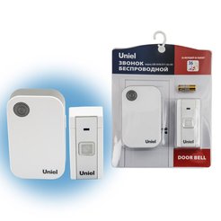 Звонок беспроводной Uniel UDB-091W-R1T1-36S-WH 36 мелодий дальность 100м белый