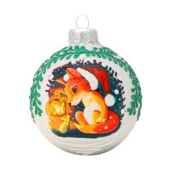 Украшение елочное Лисенок с фонариком 6,5см подарочная упаковка