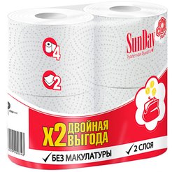 Бумага туалетная SunDay 2сл 4шт