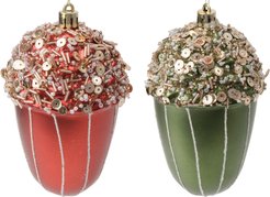 Набор украшений Желуди 2шт 12см винный+зеленый, EUSYQB-0124430