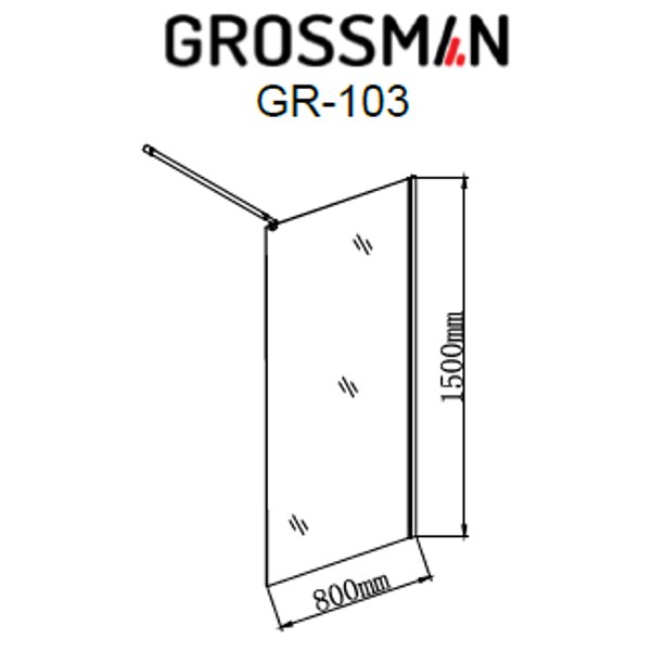 Шторка для ванны Grossman GR-103 (120х140) стекло прозрачное 6мм