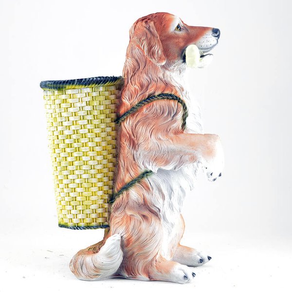 Фигура садовая Собака с корзиной и костью в зубах h60см