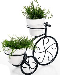 Подставка для цветов Велосипед на 2 горшка 35х25см h14см, металл, черный, 41-041В