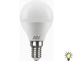 Лампа светодиодная REV 7Вт Е14 шар 2700К свет теплый