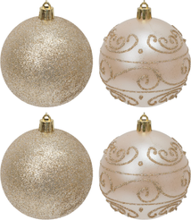 Набор шаров 4шт 8см, перламутр+шампань, ручная роспись, SYQB-0125125