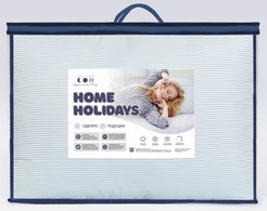 Одеяло стеганое 205х140 Home Holidays, белый с голубой полоской