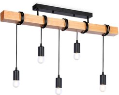 Люстра Ambrella light TR8183/5 BK/LW черный/светлое дерево 5хE27