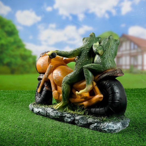 Фигура садовая Лягушки на мотоцикле 48х35х12см