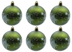 Набор шаров с узором 6шт 7см зелёный SYQD-012463