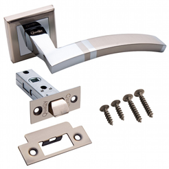 Комплект ручек Qually A-1344E8 (ручка, защелка) белый никель/хром