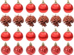 Набор елочных украшений 24шт 4см, красный, SYXGJA-0425023