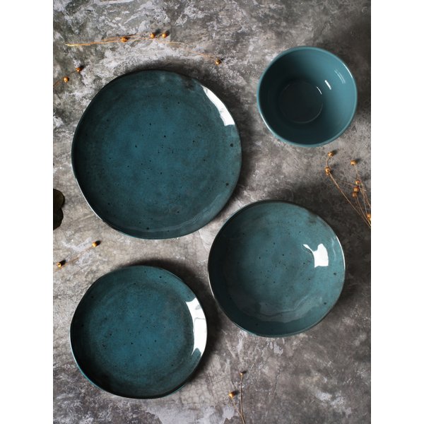 Тарелка суповая Fioretta Stone Turquoise 22см тюркуаз, керамика