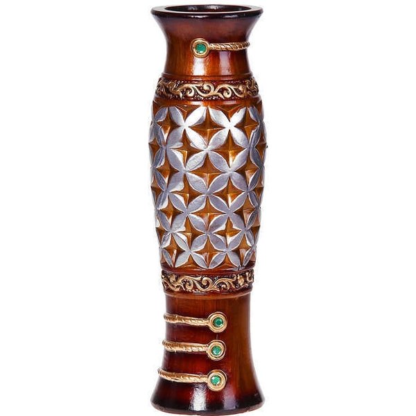 Ваза керамика напольная 60см цветочный орнамент коричневая ножка 1044968