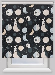 Штора рулонная BLACKOUT PRINT 40х160см Лунный заяц, черный