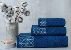 Полотенце махровое 50х90 ТМ Fine Line бордюр Эстет глубокое море