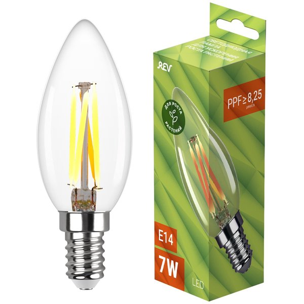 Лампа REV LED FILAMENT для растений свеча 7 Вт E14 