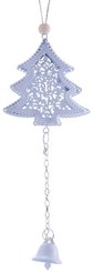 Украшение фигурное Елочка с колокольчиком 30,5х8см, цвет: серебро, металл, SYDC23-117
