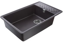 Мойка для кухни врезная Granfest Quarz GF-ZL-51 76х48см глубина чаши 17,8см, кварц, черный