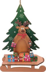 Украшение фигурное Олень с елкой 14х10см, дерево, SYMZPB-4425014