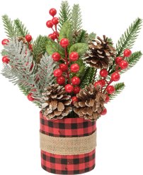 Украшение настольное 32см с шишками и красными ягодами, SYSPS-0924037