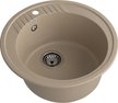 Мойка для кухни врезная GranFest GF-R520 52х52см глубина чаши 20см, мрамор, песочный, с сифоном