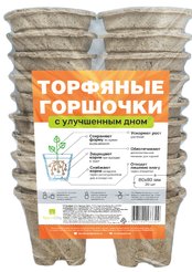 Горшки торфяные круглые с улучшенным дном 80х80мм 20шт