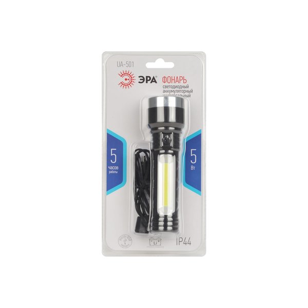 Фонарь аккумуляторный светодиодный ЭРА UA-501 5Вт COB резина